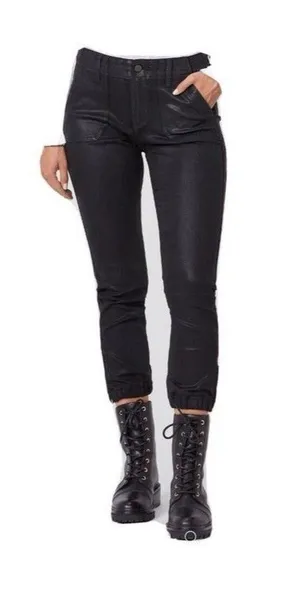 Paige Mayslie Coated Jogger Pants Black Slim Fit Ankle Zip High Rise Size 27 thumbnail 1