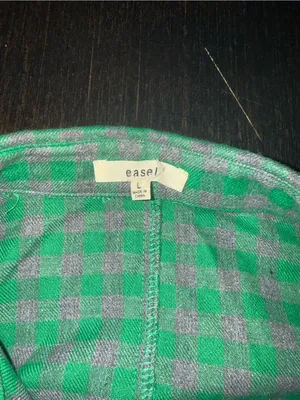 easel Mint Green Gingham Button-Up Tunic Top Relaxed Fit Cottagecore thumbnail 6