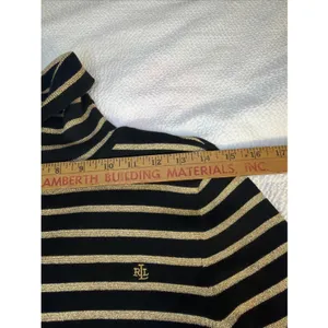 Lauren Ralph Lauren black gold metallic striped ribbed turtleneck S thumbnail 9