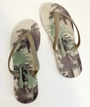 TIDAL Tropical Print‎ Classic Flip Flops Gray Size 9 thumbnail 1