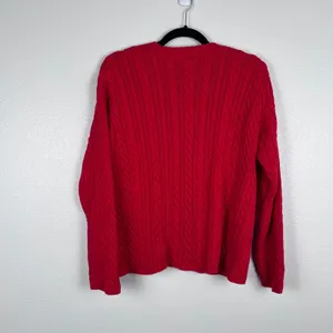 Lauren Ralph Lauren Women's Cable Knit Sweater Red Sz PM thumbnail 5