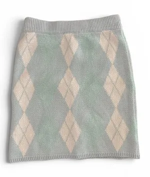 Tiger Mist Argyle Knit Mini Skirt in Light Gray and Cream thumbnail 1
