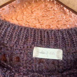 Altard State Womens Small Sweater Plum Distressed Open Knit Long Sleeve Pullover thumbnail 2