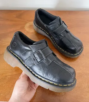 Dr Martens • vintage 12282 platform shoes black leather monk strap chunky thumbnail 1