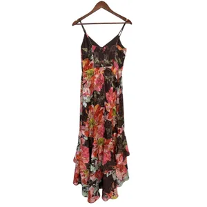 Hutch Royce Floral Chiffon High Low Midi Dress Brown Pink Size 2 NWT thumbnail 3
