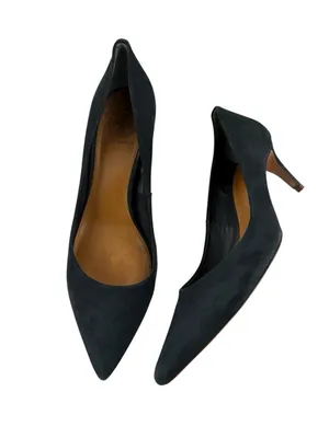 -Kate Spade Heels Womens Size 9.5M Dark Blue Suede Leather Quiet Luxury Acadamia thumbnail 3