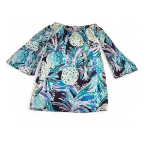 Lilly Pulitzer Women’s Off The Shoulder Navy Alotta Colada Mini Dress Size XXS thumbnail 14