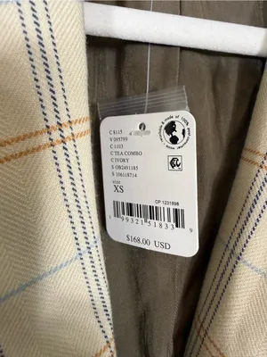 NWT Free People Whip Smart Classic Plaid Blazer Ivory Neutral XS thumbnail 7