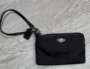 Coach Black Logo Strap, Zip Wristlet/Wallet thumbnail 1