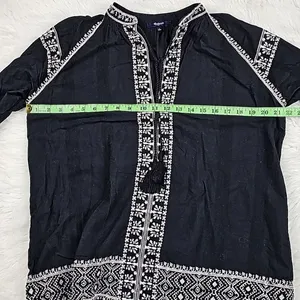 Madewell -348 Embroidered Camelia Tassel Top Black 3/4‎ Sleeve Size Small thumbnail 10