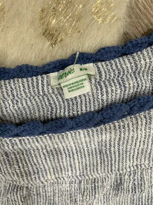 Aerie Blue Striped Ruffle Tank Top thumbnail 2
