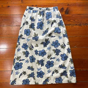 Vintage Zoey & Beth Hawaiian Floral Cotton Linen Maxi Skirt Medium💛 thumbnail 6