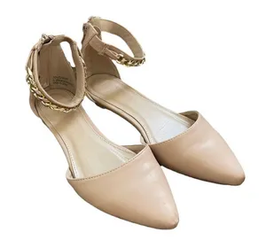 Charlotte Russe, cream, size 7 flats with chain ankle strap thumbnail 1