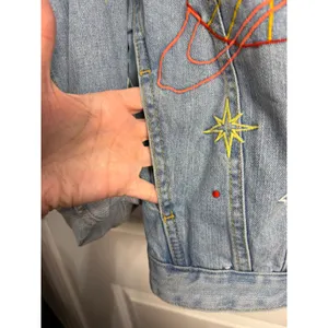 ASOS x Refinery29 Space Embroidered Denim Jacket Light‎ Wash Rocket Star XS thumbnail 10