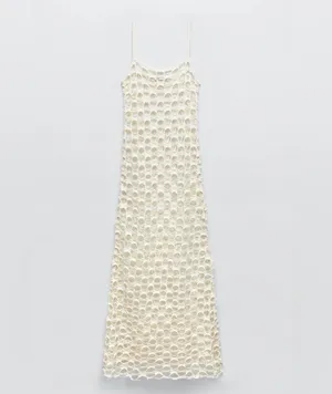 ZARA Crochet Dress Maxi Knit thumbnail 3