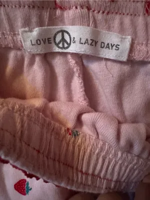 Love Peace & Lazy Days Strawberry Lace Trim Pajama Set Pink Coquette PJs Viral thumbnail 9
