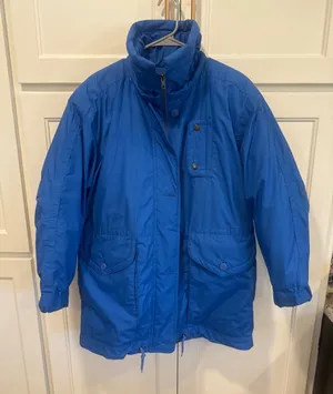 London Fog 2 in 1 Vintage Blue Puffer Parka Jacket Patterned Lining Womens M thumbnail 1