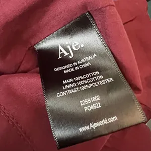 NEW Aje. Sylvia Cotton Poplin Puff Short Sleeve Corset Crop Top Chestnut Red 0 thumbnail 3