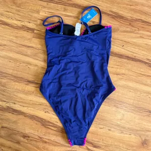 Cupshe Blue‎ Pink Scalloped One Piece Swimsuit Keyhole Ruched Small thumbnail 7