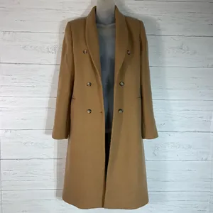 Rebel Queen camel double breasted wool blend pea coat size 42 thumbnail 3