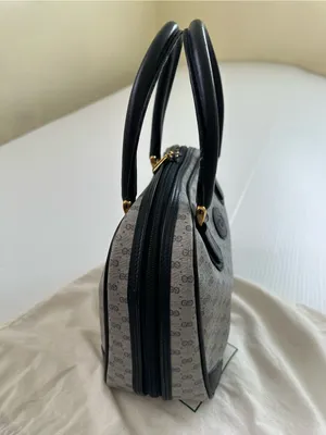 Authenticated Vintage Gucci Micro GG Logo Bowling Bag Navy Top Handle thumbnail 8