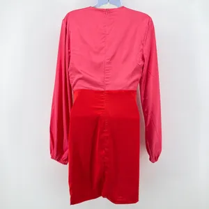 superdown Revolve Cheyanne Satin Deep V Plunge Colorblock Mini Dress Pink Red S thumbnail 5