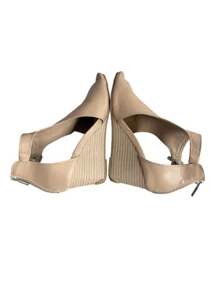 Reaction Kenneth Cole Gracie Nude Tan Peep Toe T Strap Wedge Size 8 Women's thumbnail 6