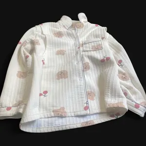 Cozy Bear & Cherry Quilted Pajama Set 🧸🍒 White Size adjustable thumbnail 1