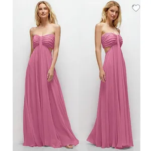 Dessy Collection Strapless Empire Waist Chiffon Gown in Orchid Pink Size 14 NWOT thumbnail 2