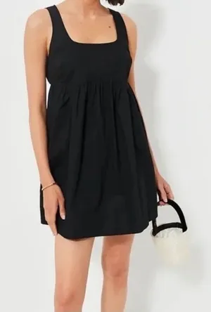 Pomander Place Porto Dress M NWT Black Sleeveless Mini Cotton Babydoll Style thumbnail 1
