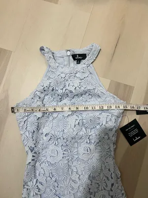 Lulus NWT Women Small Powder Baby Blue Lace Mini Dress Romantic Dainty Coquette thumbnail 6