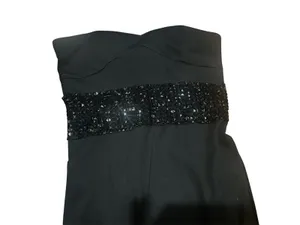 Ani Strapless Black Midi Dress w/ Crystal Waistline Size Large NWT thumbnail 2