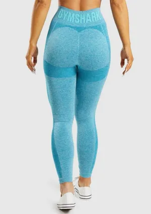 Flex High Waisted Contouring Leggings Atlas Blue Marl Womens Small thumbnail 1