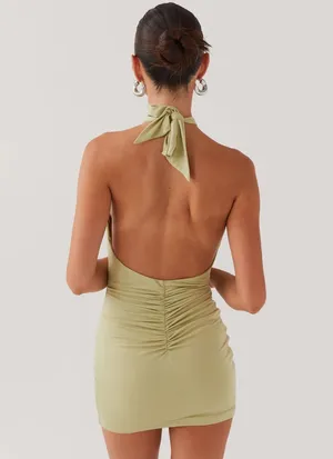 Peppermayo Exclusive - Samara Halterneck Mini Dress - Sage thumbnail 2