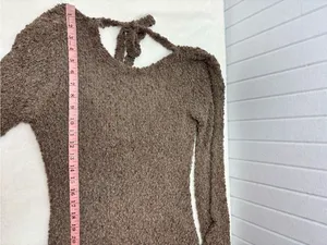Honor the Gift Tie-Back Taupe Gray Maxi Dress Long Flared‎ Sleeves Size L NEW thumbnail 10