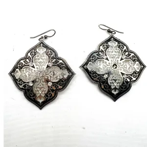 Brighton Theodora Statement Earrings Silver laser cut Dangle  Filigree Drop thumbnail 3