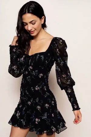For Love & Lemons Dixon Mini Dress Black Floral Size XS EUC floral multicolor thumbnail 1