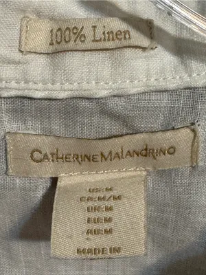 Catherine Malandrino White 100% Linen Peplum Blouse‎ Top Size M thumbnail 2