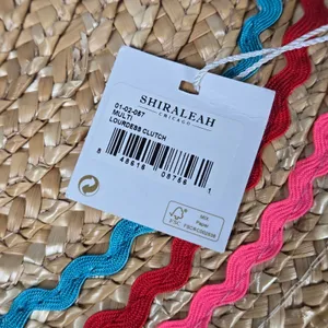 Shiraleah Chicago Lourdess Clutch Straw Pom Pom Trim‎ Multicolor NWT thumbnail 6