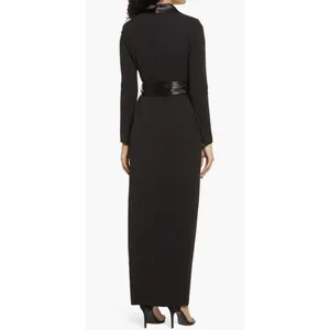 Eliza J Long Sleeve Tuxedo Maxi Gown Black Tie Wedding Size 6 Bow thumbnail 2