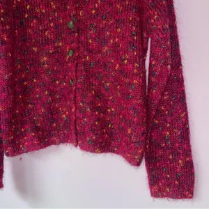 Savannah Size M Pink Mohair Cardigan Button Up Sweater Coastal Grandma thumbnail 3