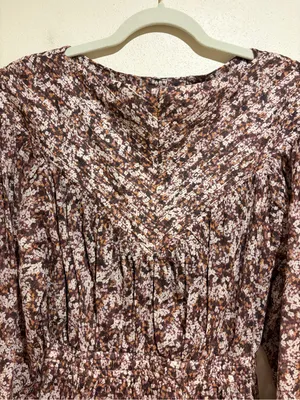 Shona Joy Grace Pin Tuck Tiered Midi Dress Brown Floral Cottagecore Prairie 2 thumbnail 11