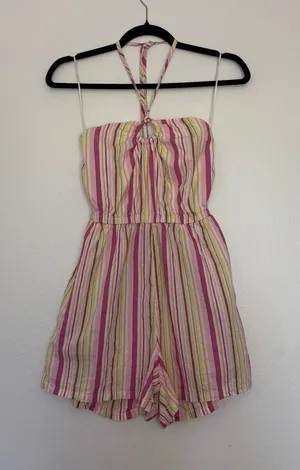 Old Navy Colorful Striped Romper with halter neck thumbnail 1