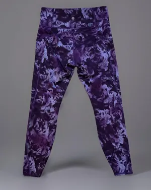 Athleta Rainier Printed Tight Purple Floral Zipper Pocket Activewear Leggings thumbnail 1