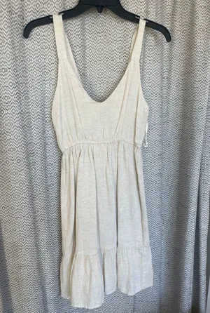 Beige Linen Dress Tan Size XS thumbnail 2