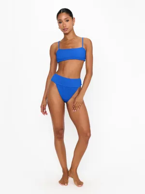 New Show Me Your Mumu Del Rey Bikini Bottoms size Large L Cobalt Blue Scrunch thumbnail 4