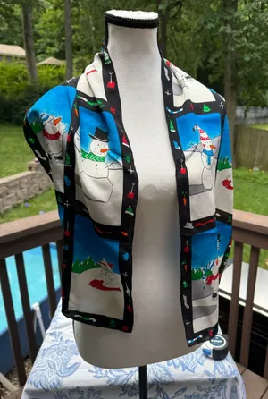 Silk Scarf 100% Made Exclusively For Seasons Snowmen Ski Sled Skate thumbnail 1