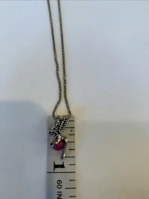 Italian Sterling Silver Fairy Pendant Necklace Pink Cats Eye Ball 925 Italy thumbnail 6