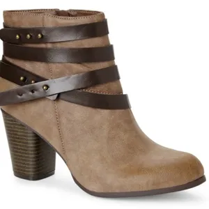 Madden Girl Deluxe faux leather zip up heeled ankle boots booties sz 8 thumbnail 1
