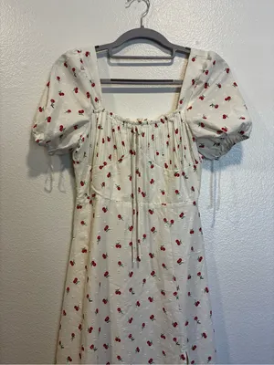 Petal & Pup Dress with Cherry Print and Puff Sleeves thumbnail 4
